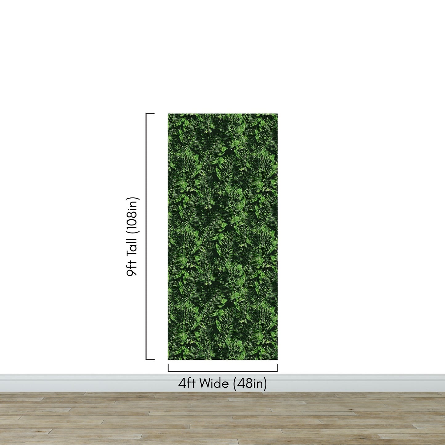 Green Leaves Pattern Wallpaper Mural. Botanical Wall Mural. #6744