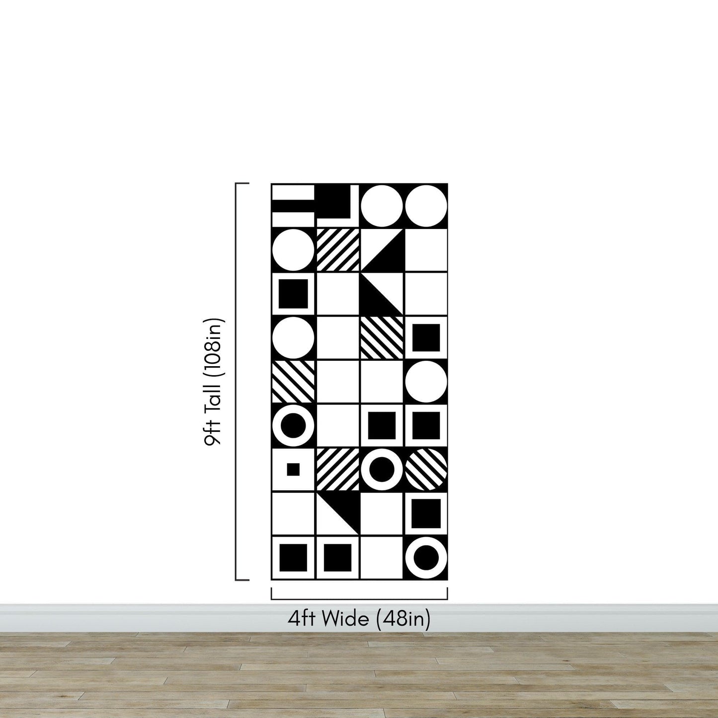 Black and White Geometric Shapes Wallpaper Mural Wall Art. #6710