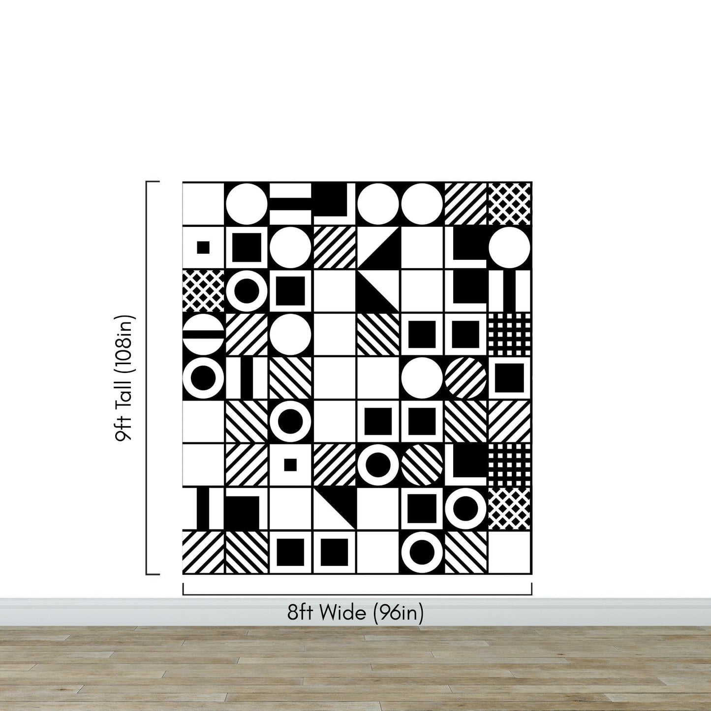 Black and White Geometric Shapes Wallpaper Mural Wall Art. #6710