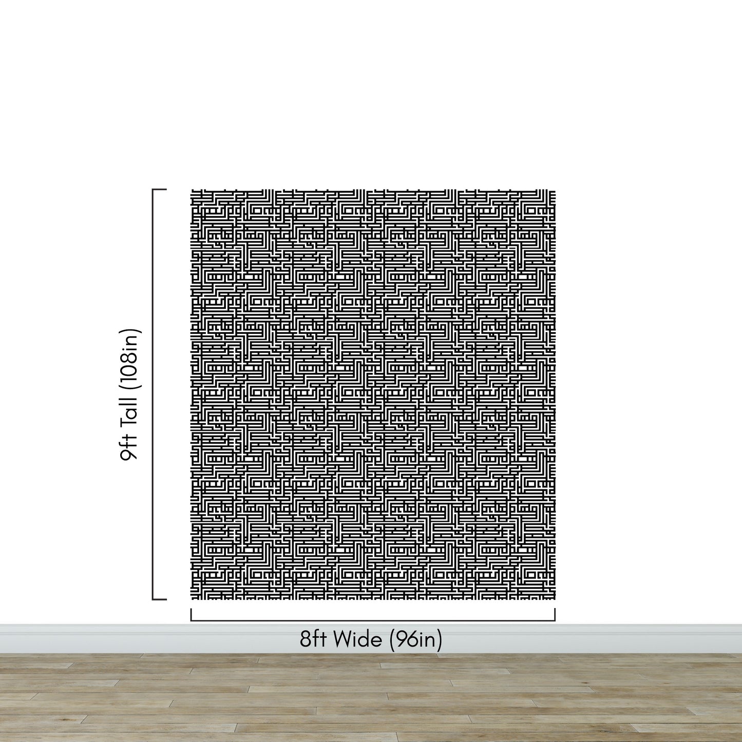 Abstract Maze Black and White Wallpaper Mural. #6739