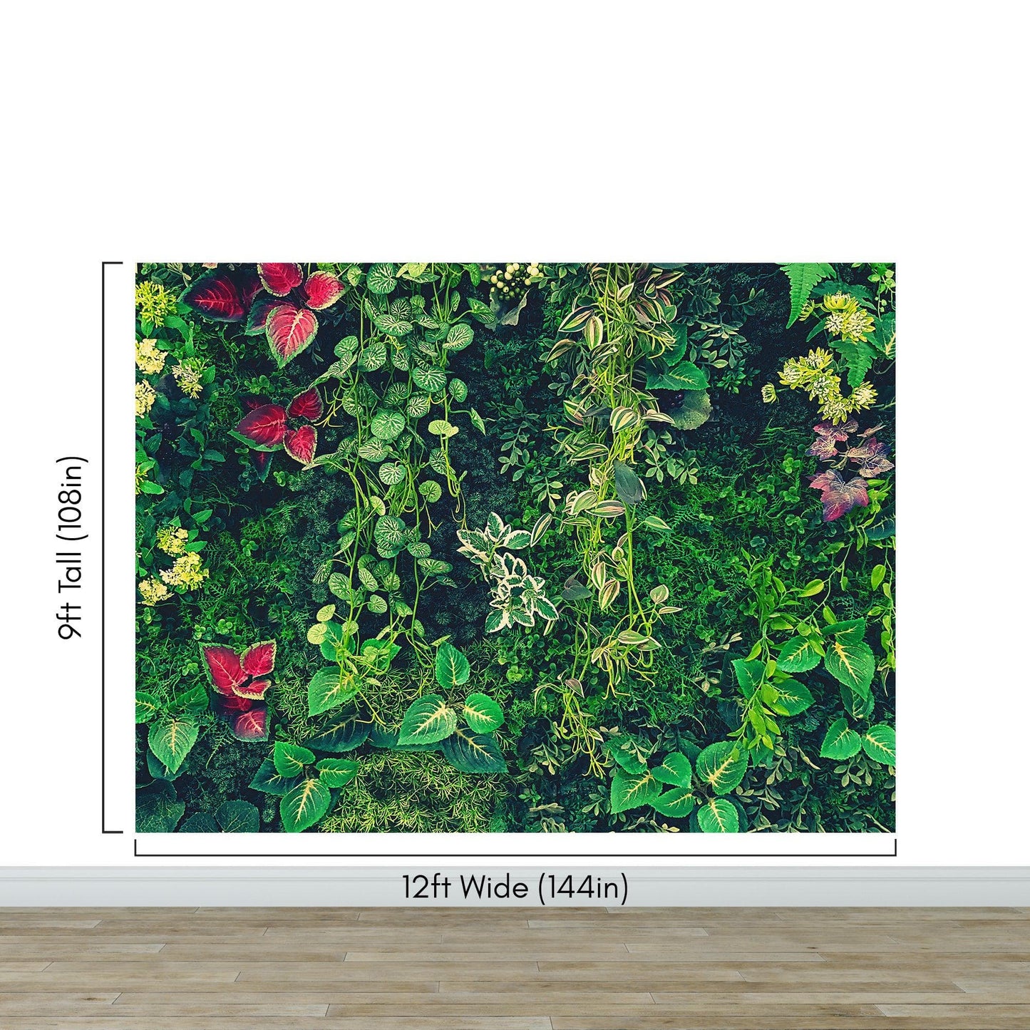 Greenery Jungle Bush Wallpaper Mural. Tropical Leaves / Fern Wallpaper. #6765