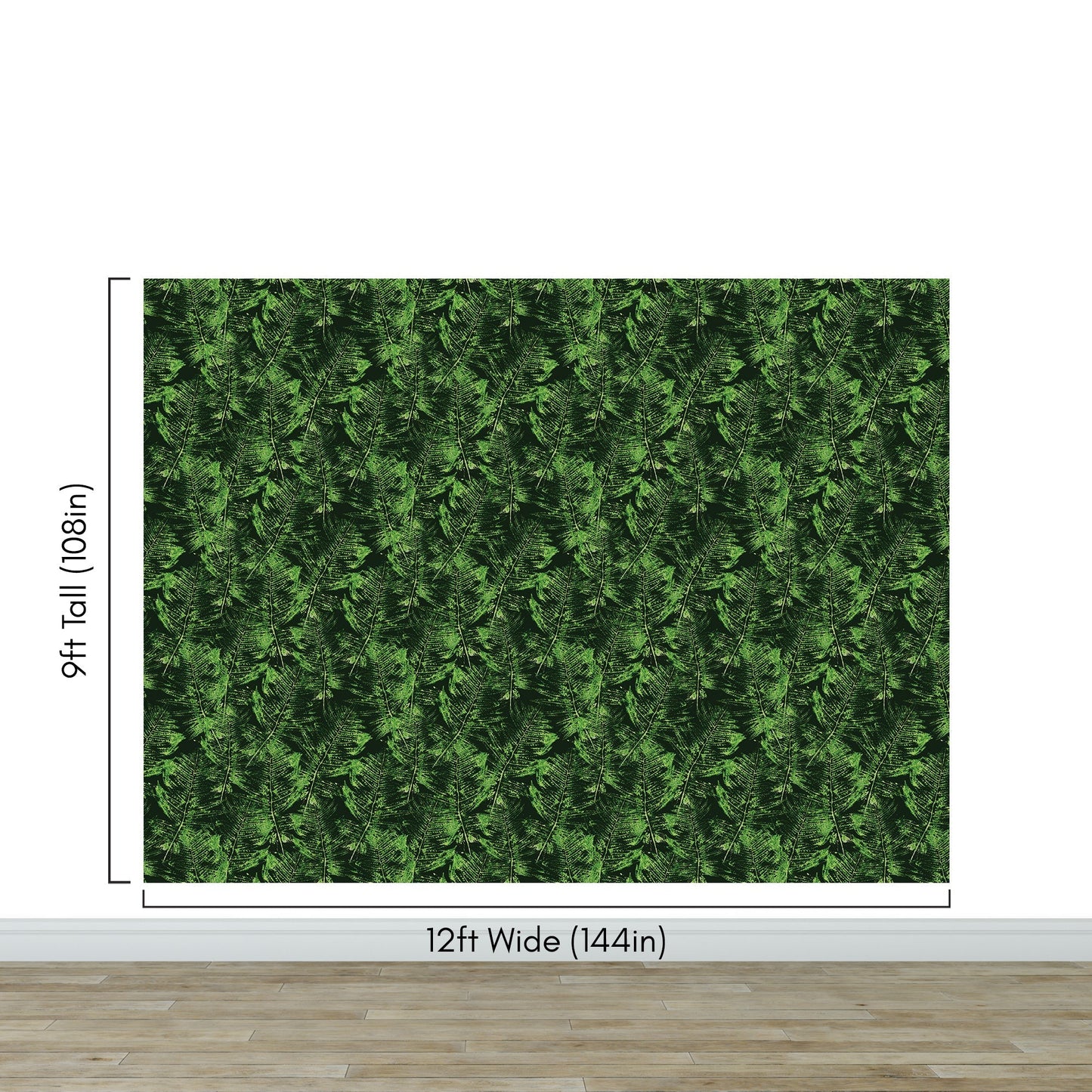 Green Leaves Pattern Wallpaper Mural. Botanical Wall Mural. #6744