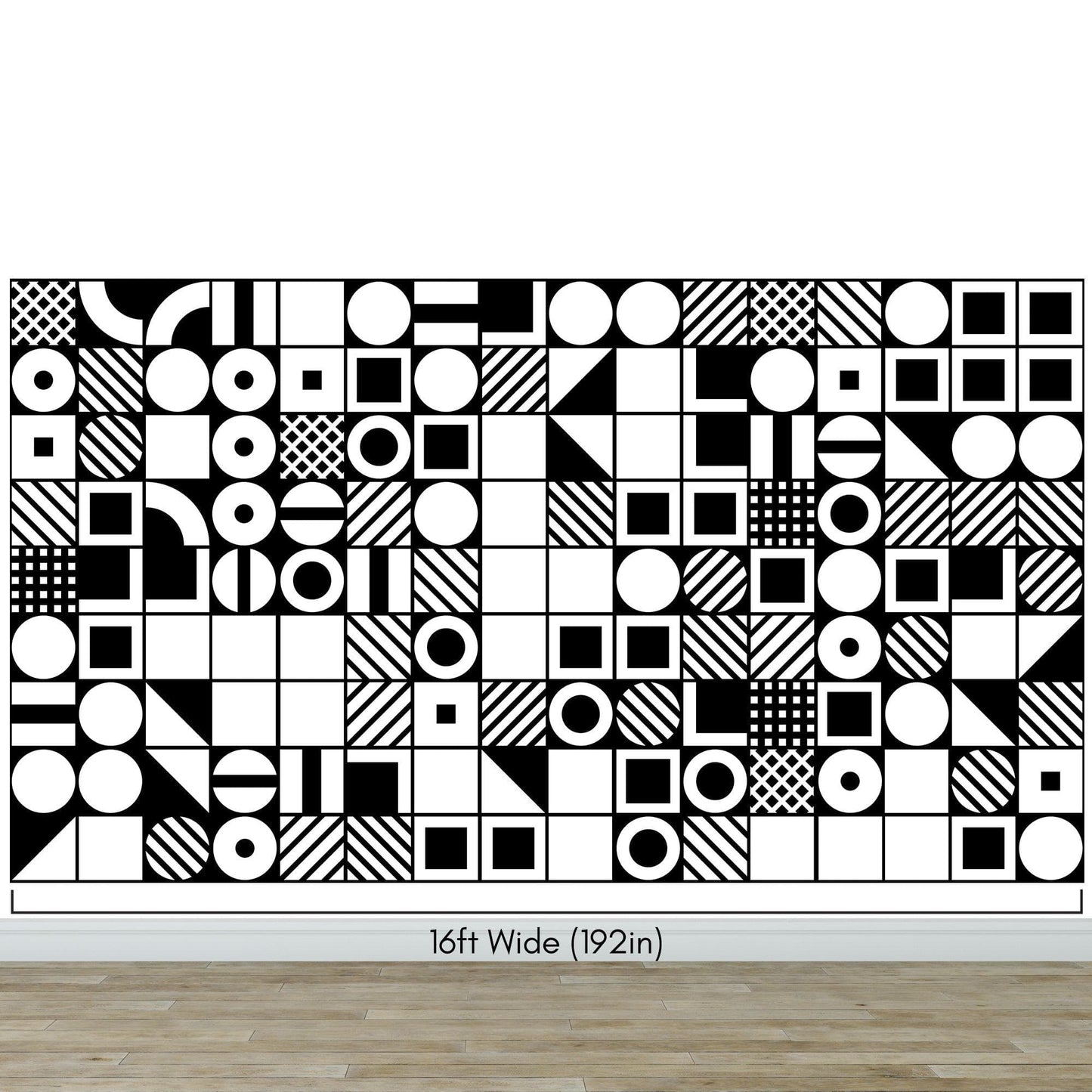 Black and White Geometric Shapes Wallpaper Mural Wall Art. #6710