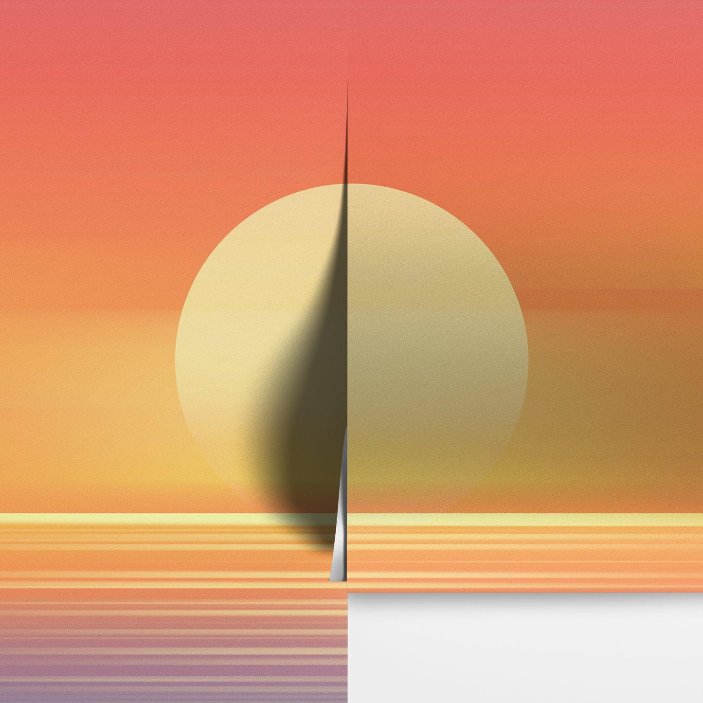 Orange Sunset Over Beach Wall Mural. Blurred Abstract Sunset Over Coastline. #6393