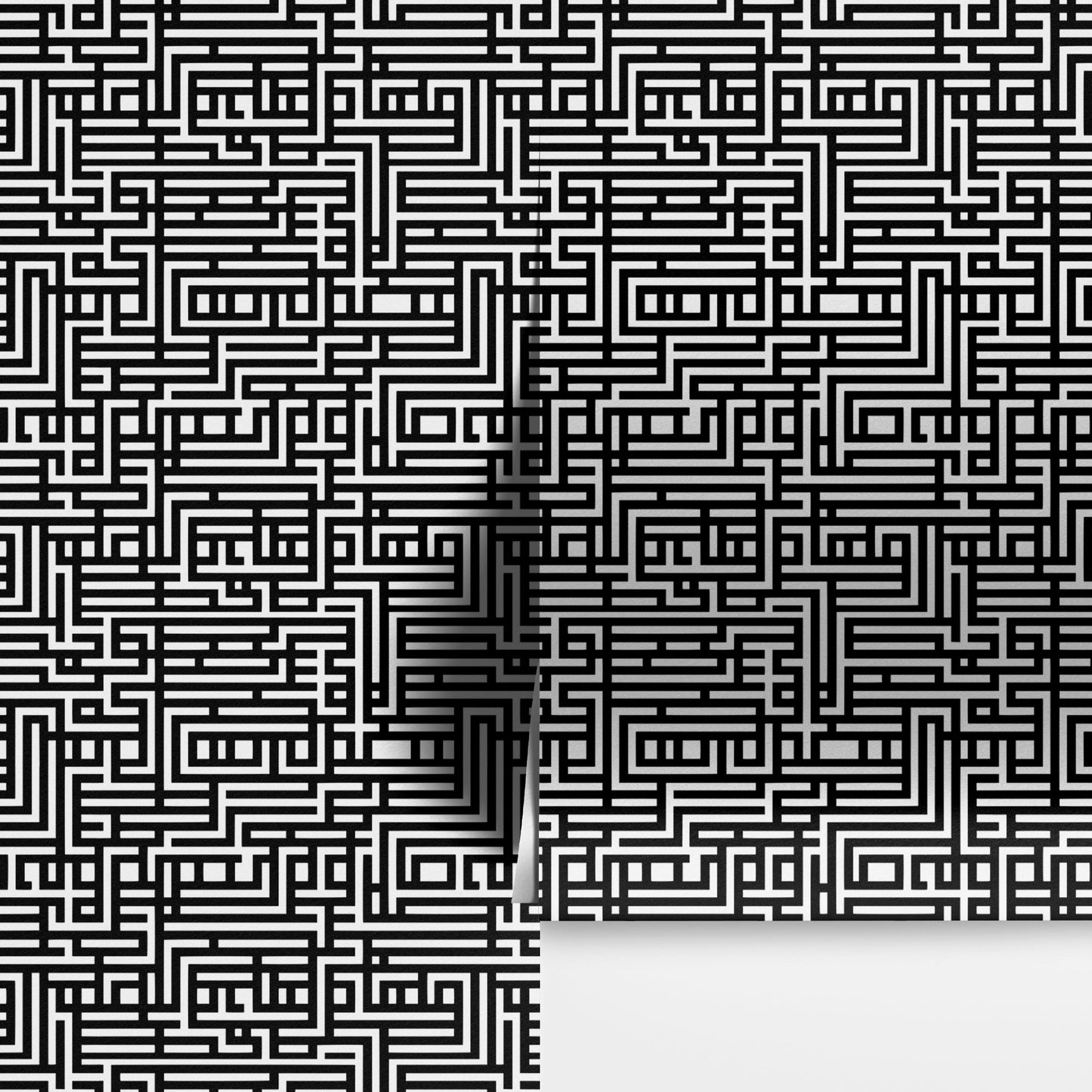 Abstract Maze Black and White Wallpaper Mural. #6739