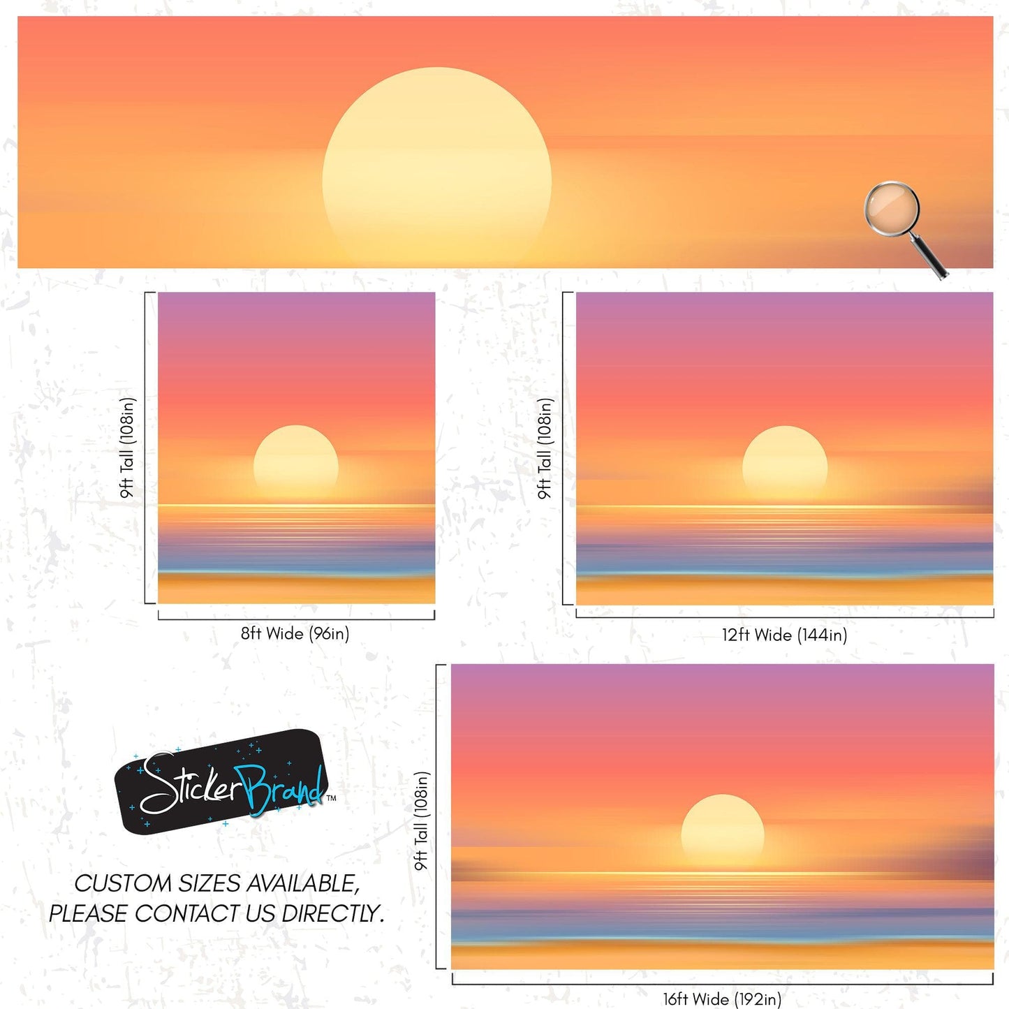 Orange Sunset Over Beach Wall Mural. Blurred Abstract Sunset Over Coastline. #6393