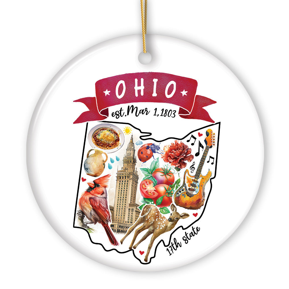 Artistic Ohio State Themes and Landmarks Christmas Ornament