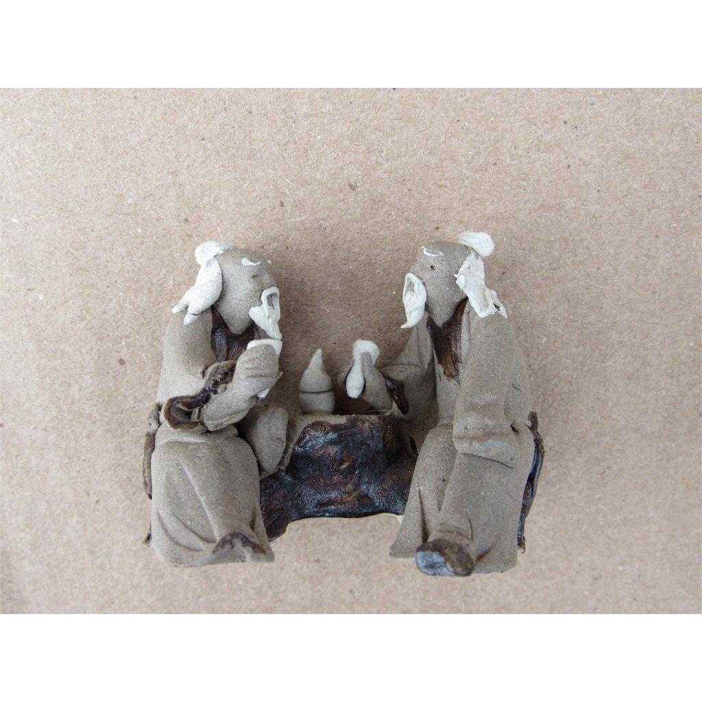 Old Friends Drinking Tea Ceramic Figurine