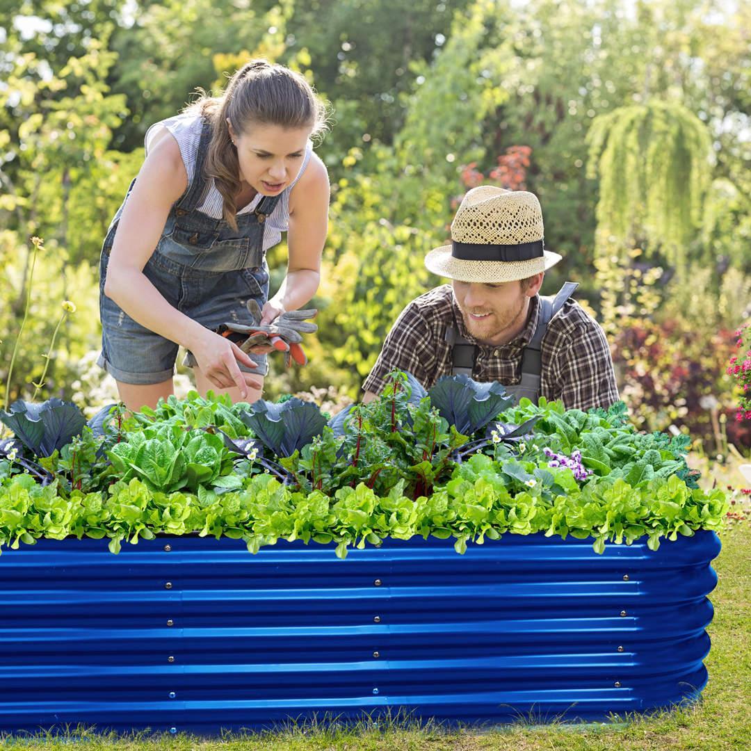 17" Tall, 12-in-1 Raised Garden Bed in Cobalt Blue