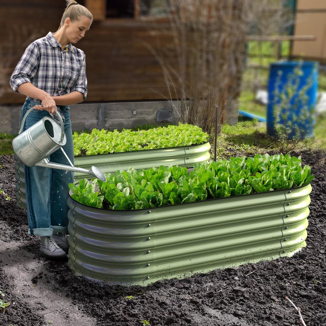 Olle 4-Style Modular Galvanized Raised Garden Beds, Sage Green [Build 1 of 4 Configurations]