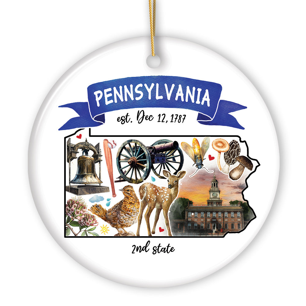 Artistic Pennsylvania State Themes and Landmarks Christmas Ornament