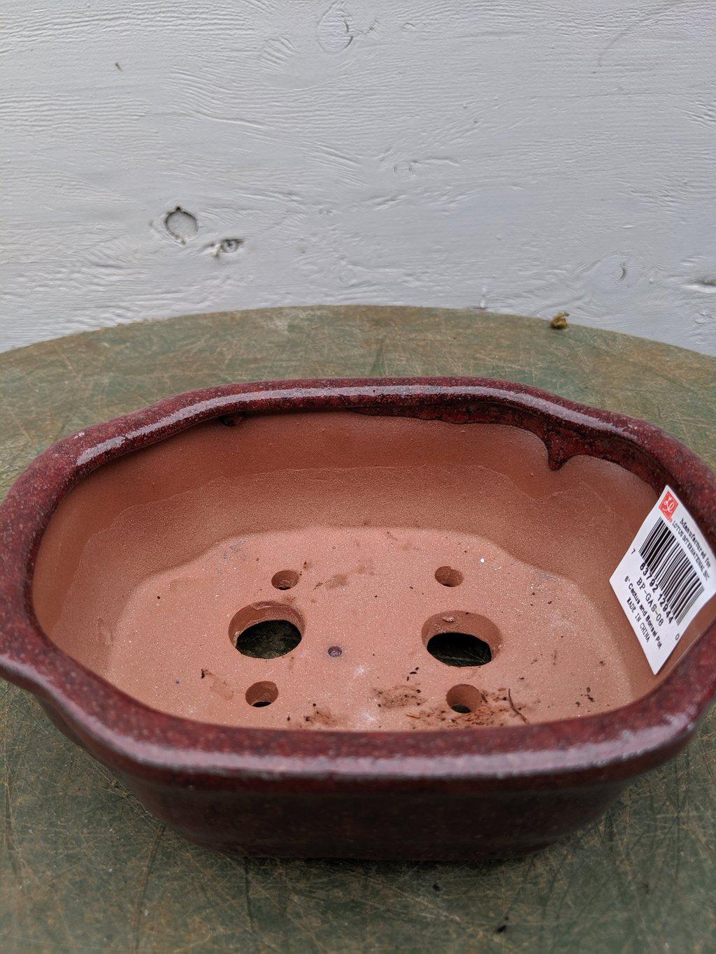 Red Ceramic Bonsai Pot - Rectangle