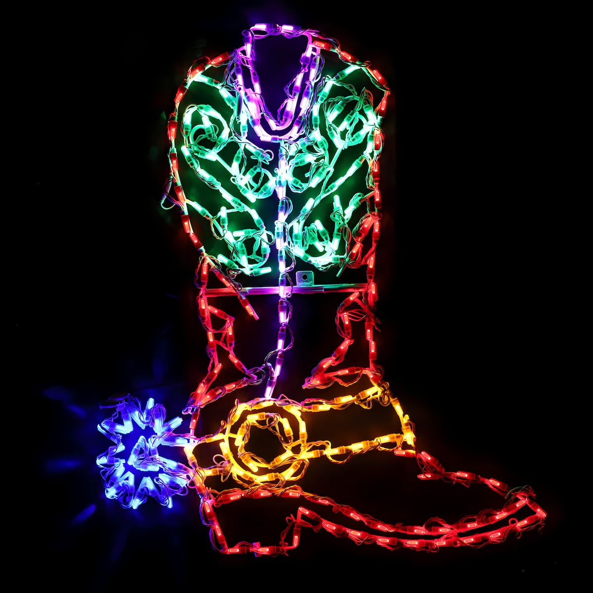 4,5ft Tall Merry Christmas Ya'll w/ RGB Lights & Cowboy Boots - Designer Series Display - Complete Scene