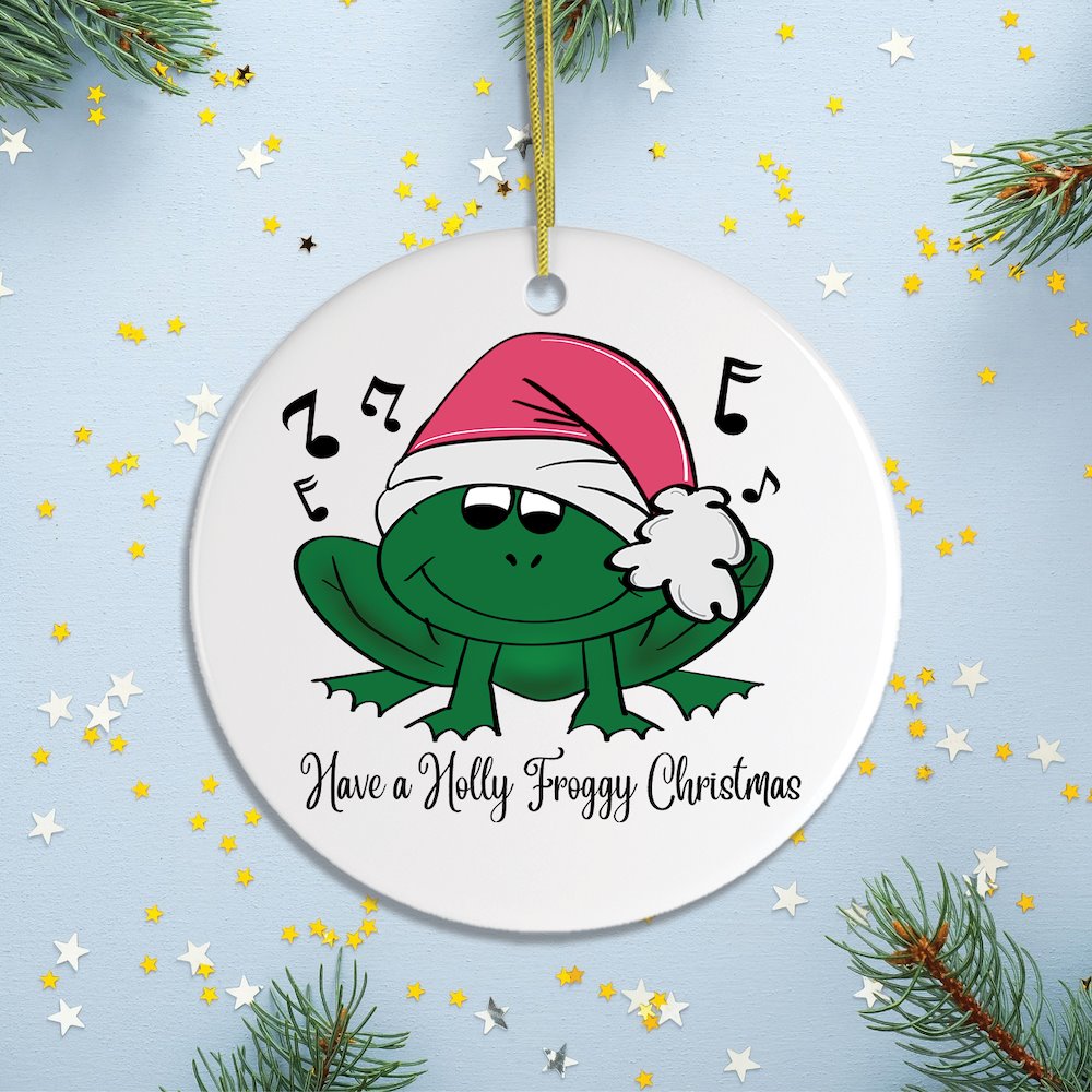 Singing Frog Christmas Ornament