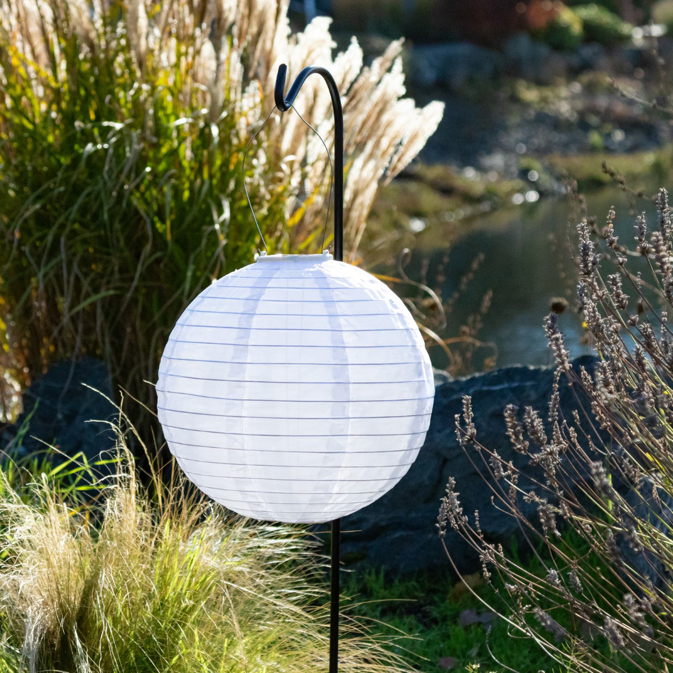 Soji Original 12" Round Solar Lantern - White