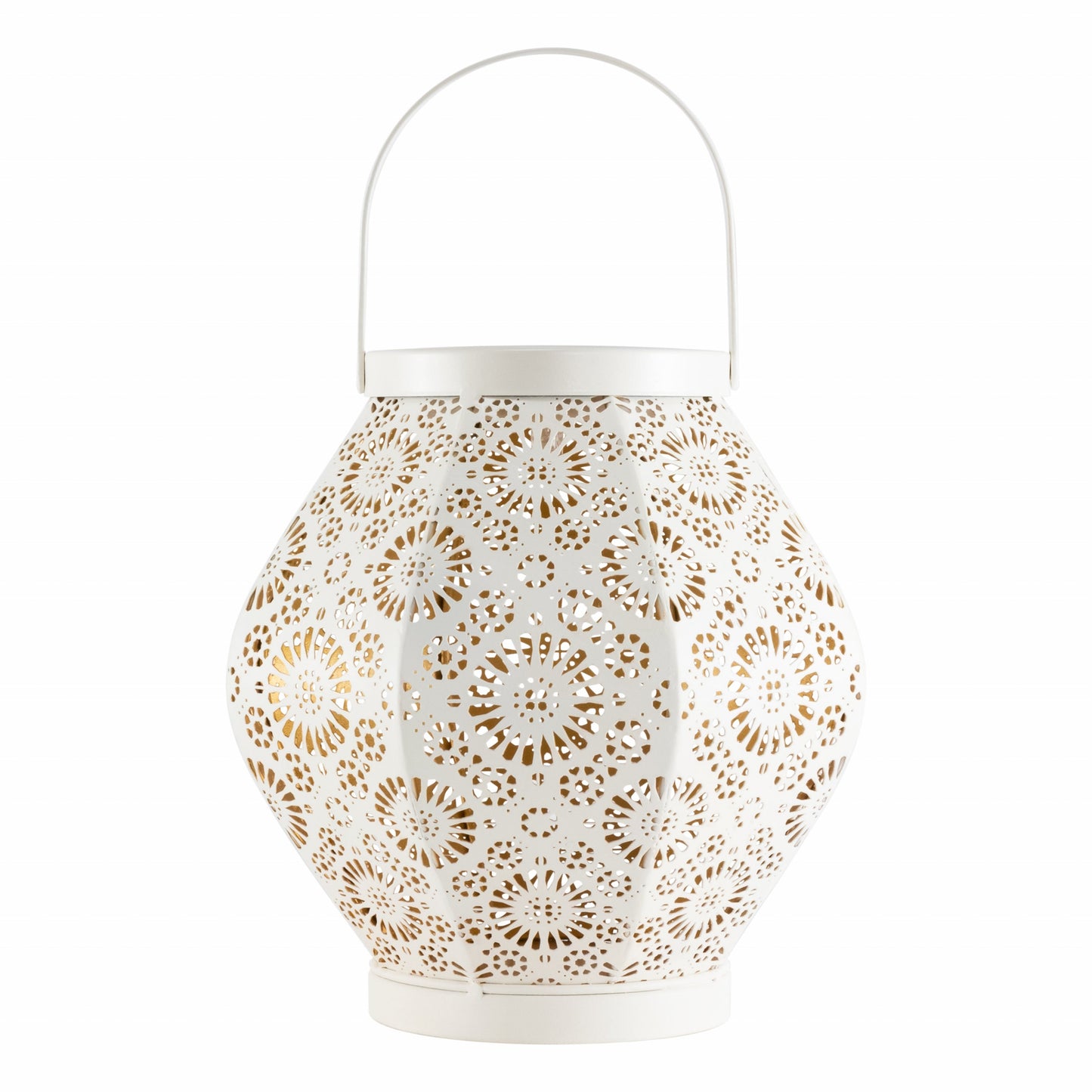 Daisy Punched Metal Solar Lantern - Cannoli Cream