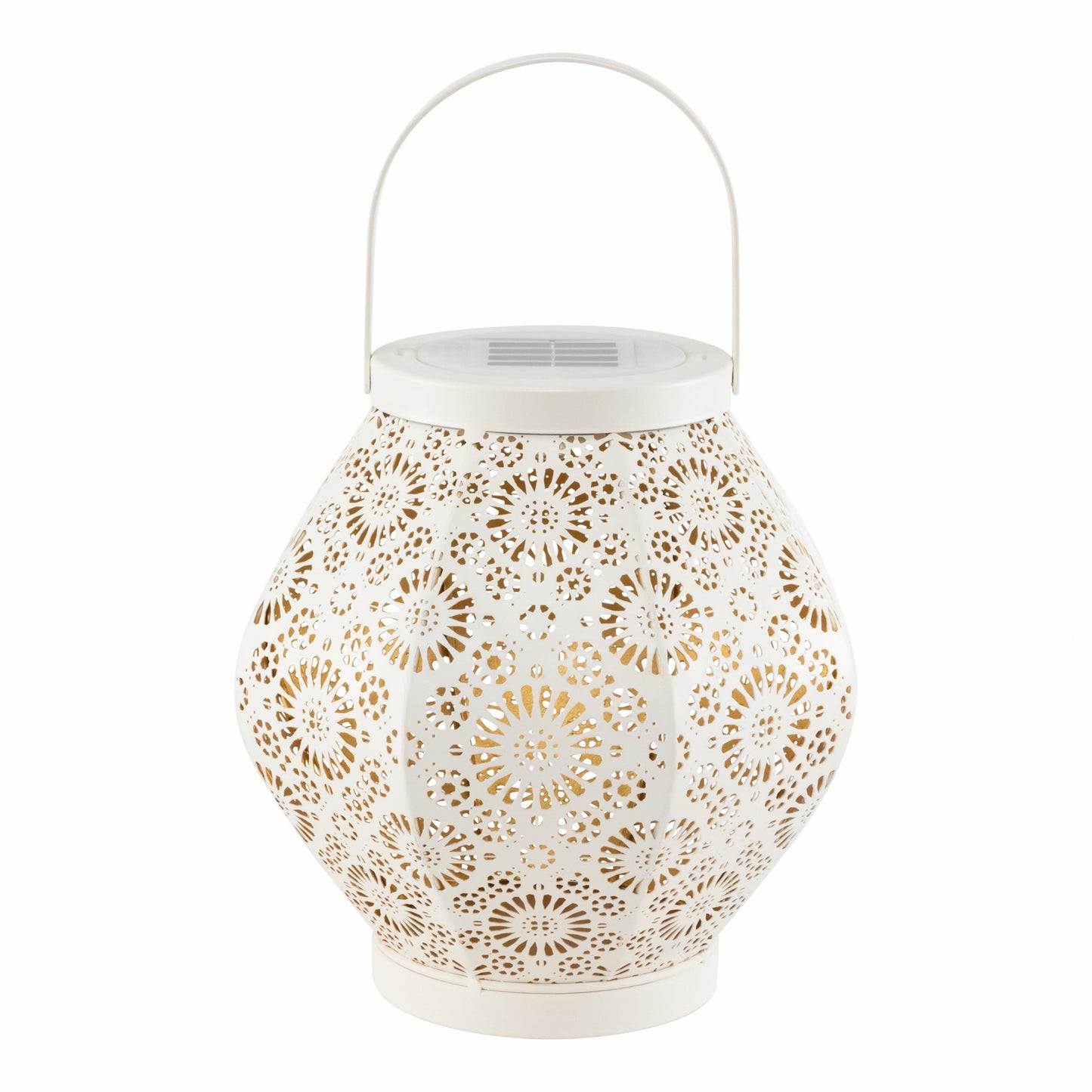 Daisy Punched Metal Solar Lantern - Cannoli Cream