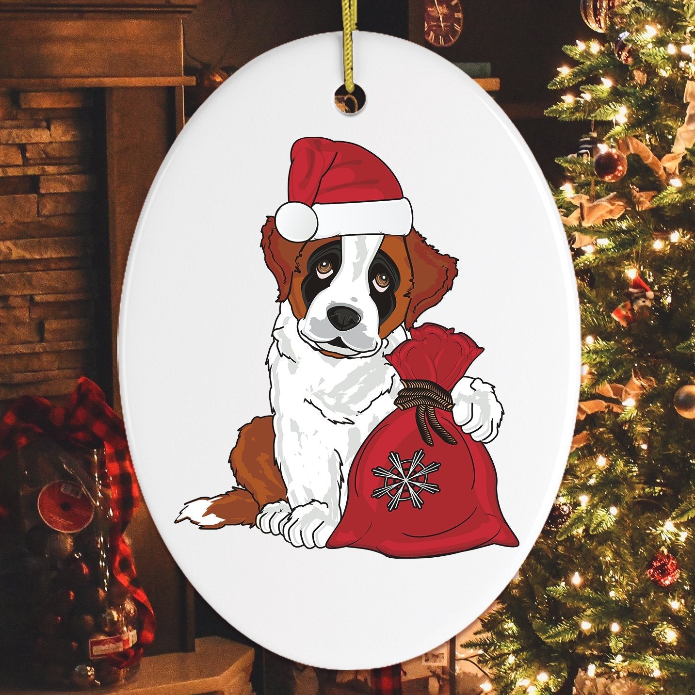 St Bernard Dog Christmas Ornament