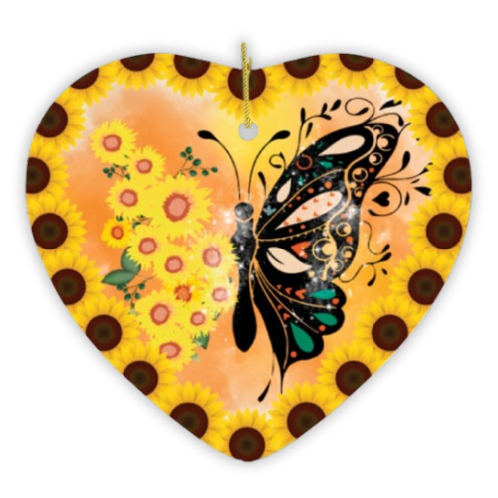 Sunflower Butterfly Artistic Ornament