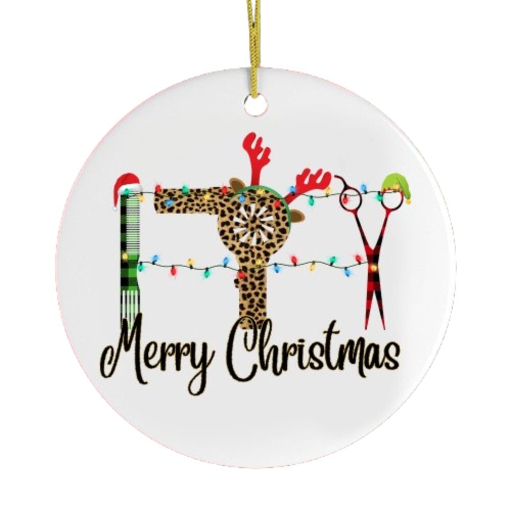 Hairdresser Plaid Merry Christmas Ornament