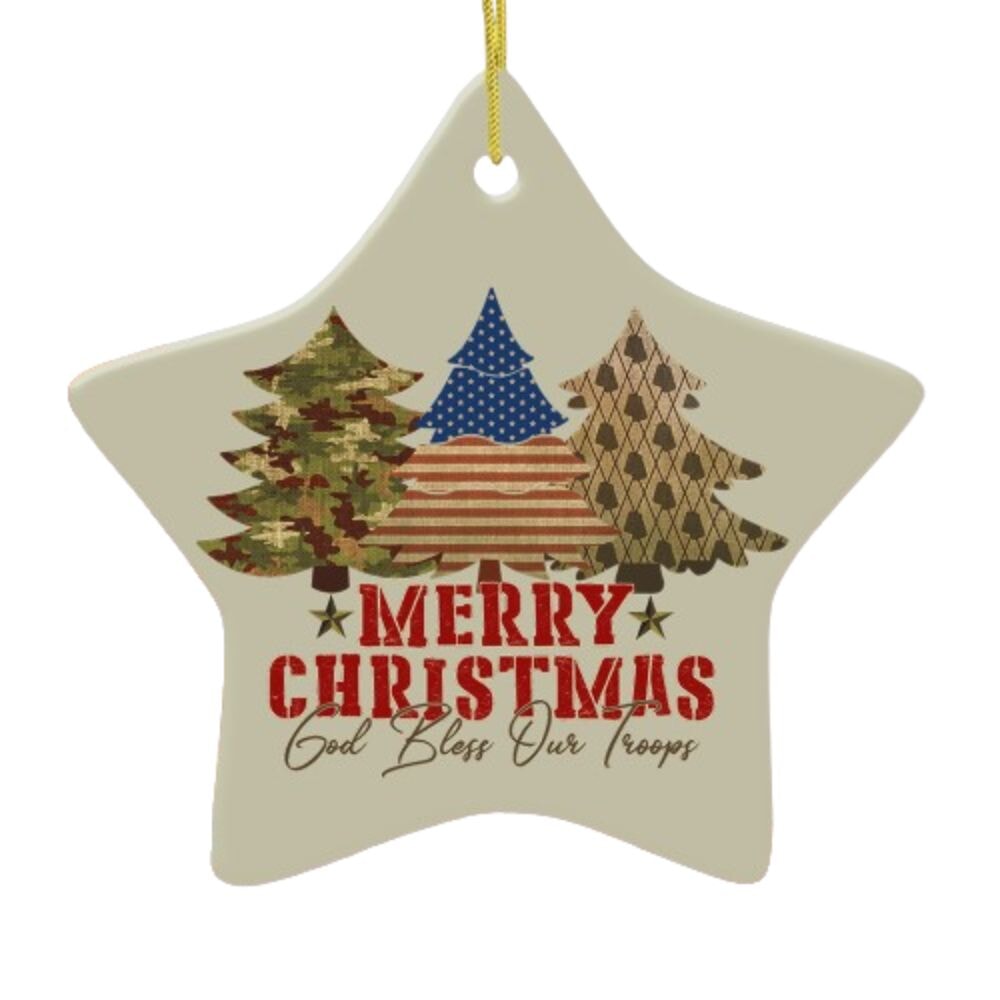 God Bless Our Troops American Military Christmas Ornament