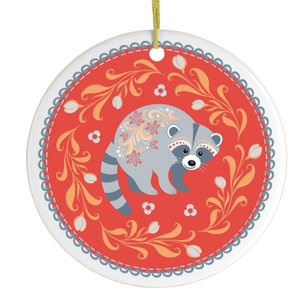 Minimalist Scandinavian Raccoon Ornament