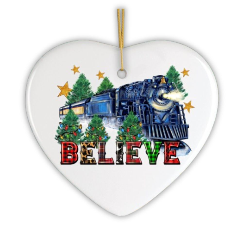 Magical Christmas Train Charming Holiday Ornament, Classic Believe Plaid Railroad