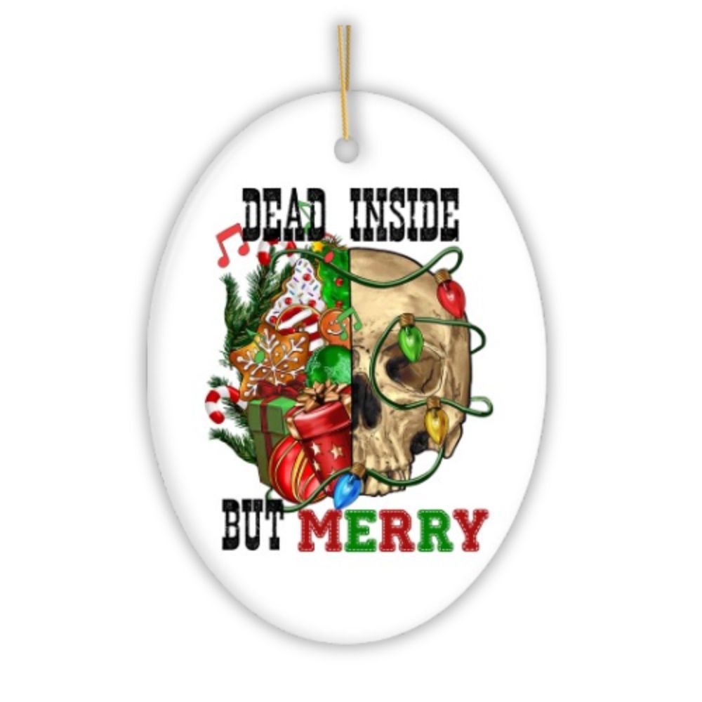 Dead Inside but Merry Ornament, Christmas Skull