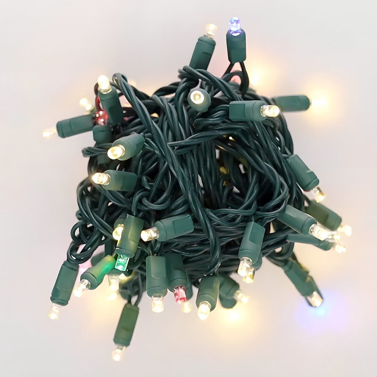 ColorSplash Treasure, 5mm Warm White/RGB Smooth Fading LED Christmas Lights, 50 Bulbs, 6" Spacing