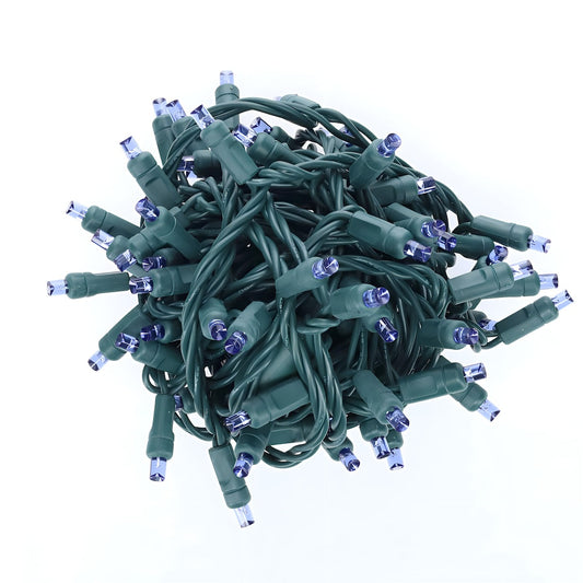 5mm Blue LED Christmas Lights, 100 Bulbs, 4" Spacing