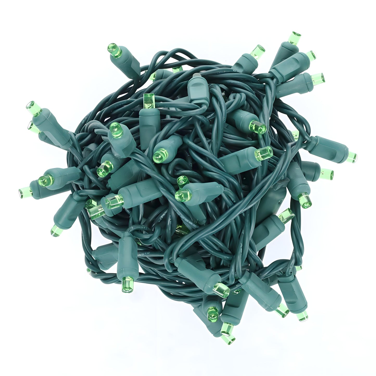 5mm Green LED Christmas Lights, 100 Bulbs, 4" Spacing