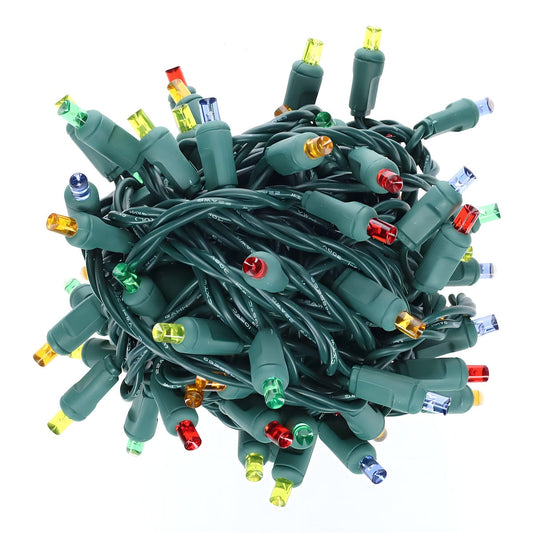 5mm Multicolor LED Christmas Lights, 70 Bulbs, 4" Spacing