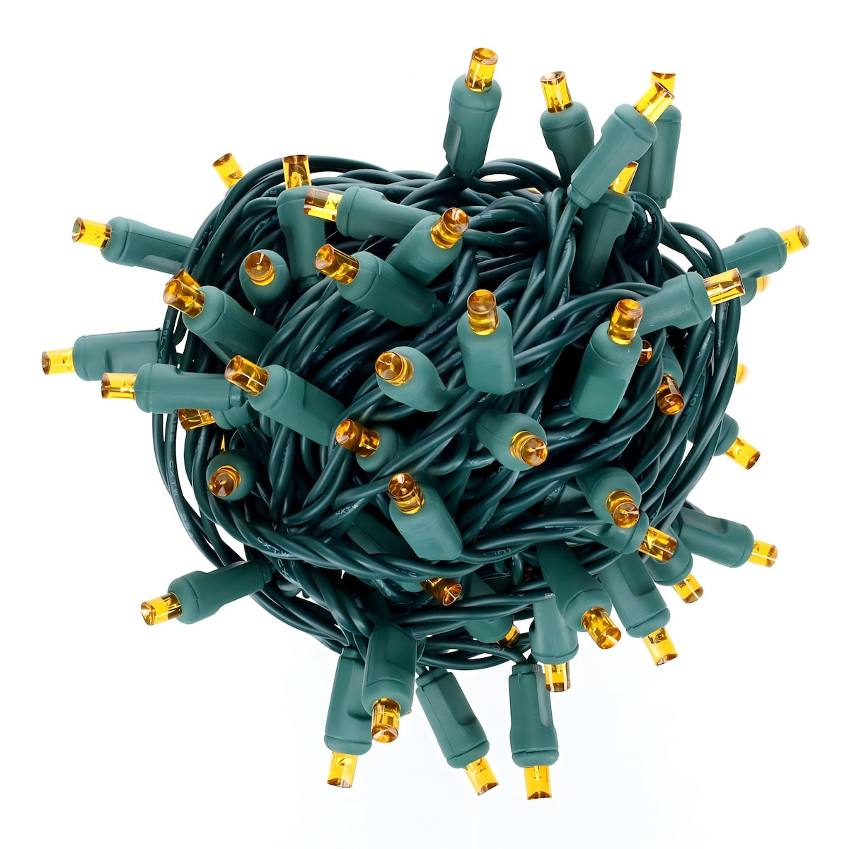 5mm Orange / Amber LED Christmas Lights, 100 Bulbs, 4" Spacing