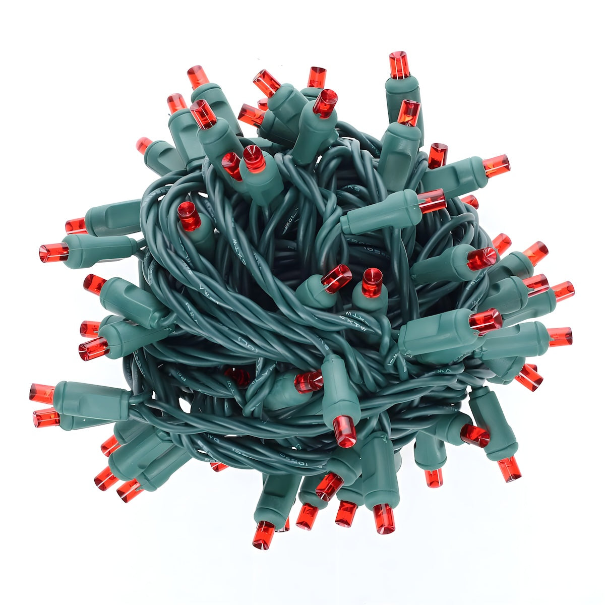 5mm Red LED Christmas Lights, 100 Bulbs, 4" Spacing