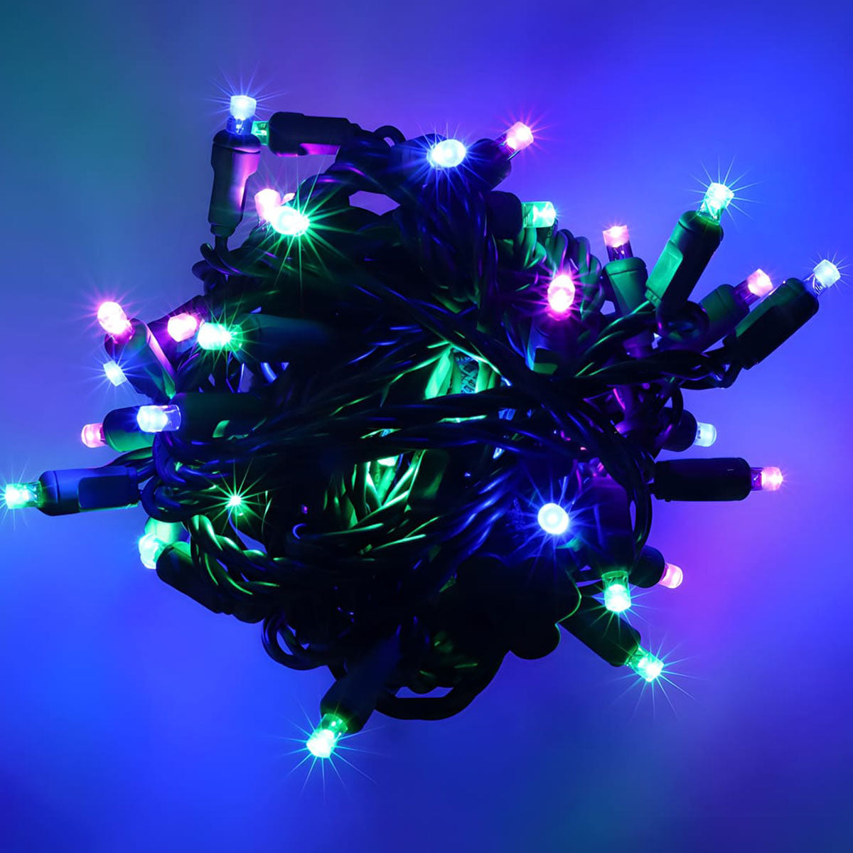 ColorSplash Colombia, 5mm Multicolor LED Christmas Lights, 50 Bulbs, 6" Spacing