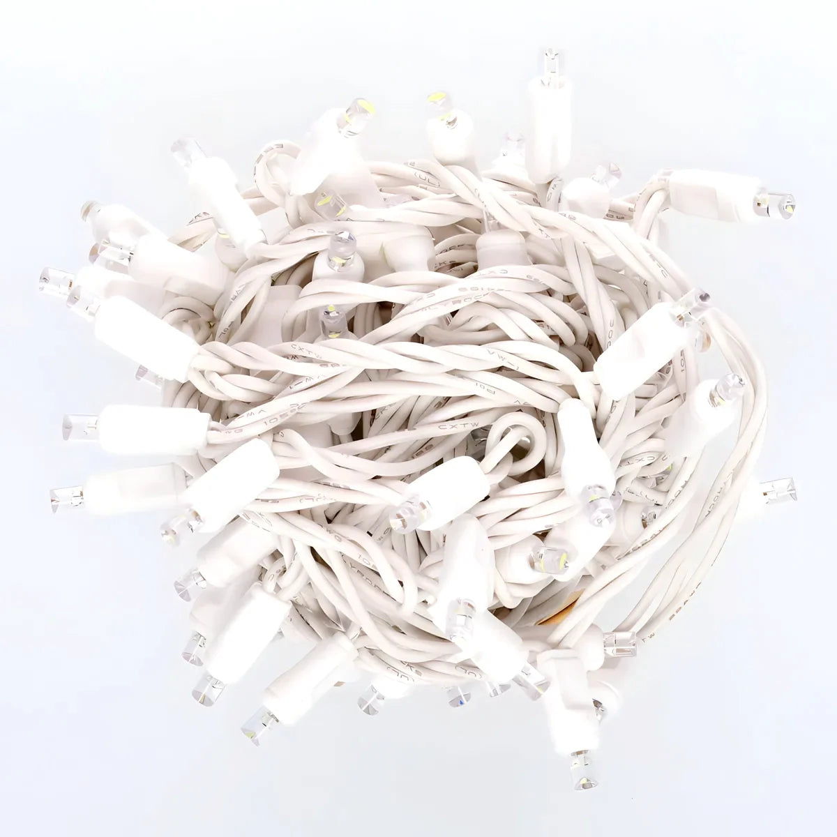 5mm LED Smooth Fade Lights, DreamSpark, Cool White, 70 Bulbs, 4" Spacing, White Wire