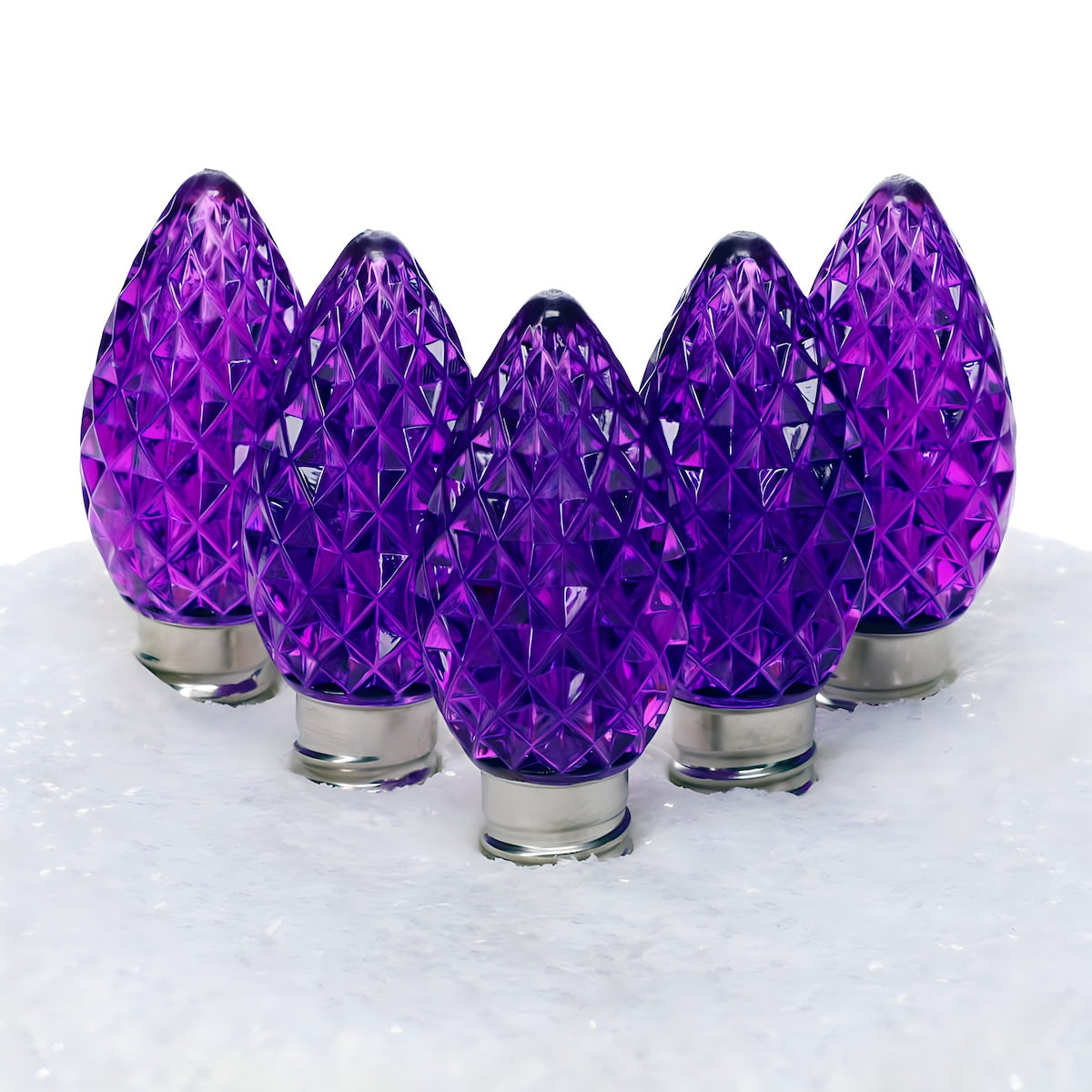 C7 Purple LED Christmas Light Bulbs, Faceted, Pack of 25