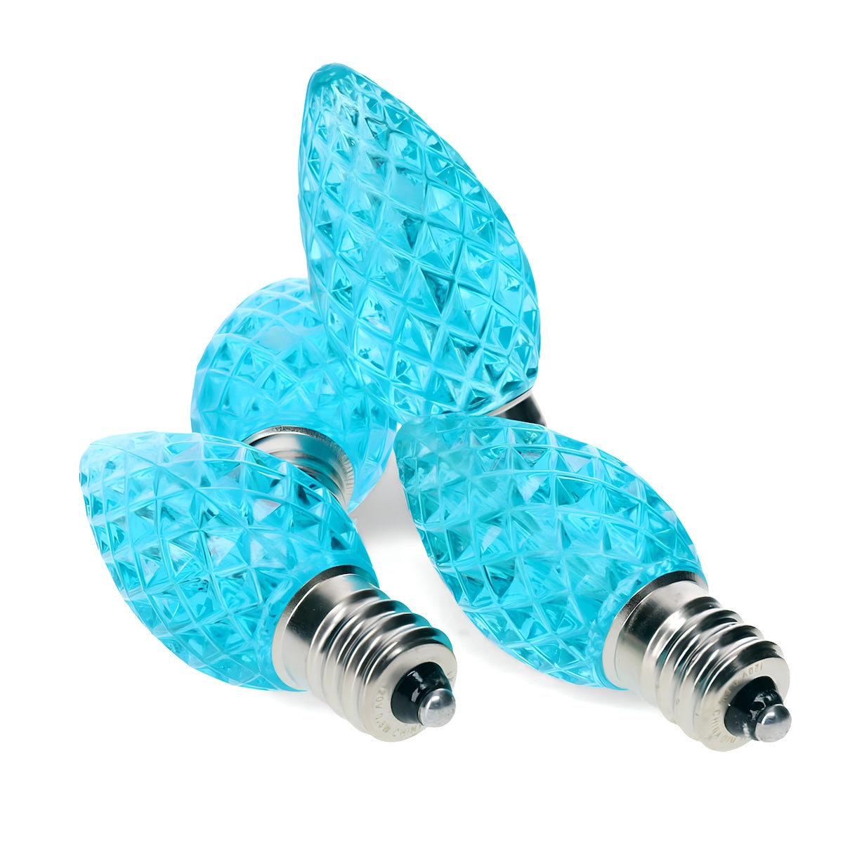 C7 Teal LED Christmas Light Bulbs, Faceted, Pack of 25