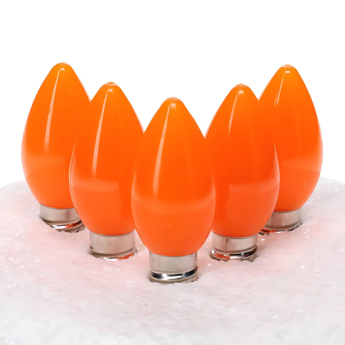 C7 Orange LED Christmas Light Bulbs, Opaque, Pack of 25