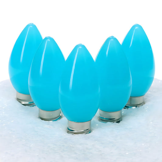 C7 Teal LED Christmas Light Bulbs, Opaque, Pack of 25