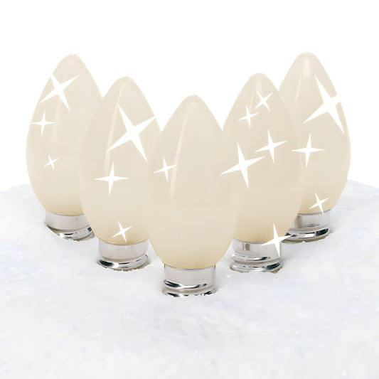 C7 Warm White  LED Christmas Light Bulbs, Opaque, Pack of 25, TWINKLE