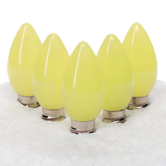 C7 Yellow / Gold LED Christmas Light Bulbs, Opaque, Pack of 25