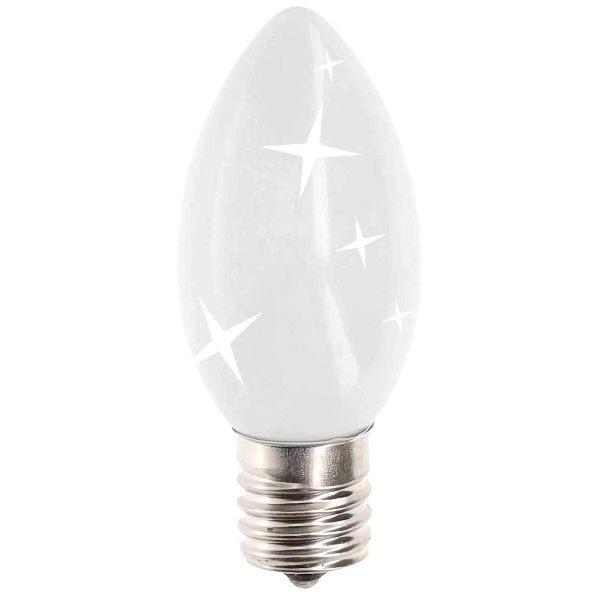 C9 Incandescent Christmas Light Bulbs, White TWINKLE, Opaque, Pack of 25 [CLOSEOUT]