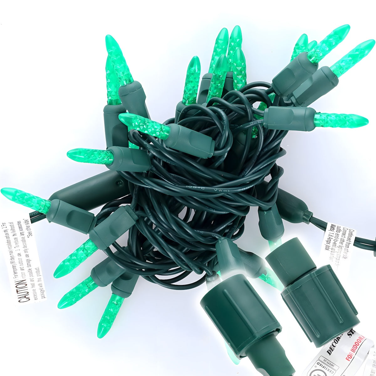 Commercial M5 Green LED Christmas Lights, 25 Bulbs, 4" Spacing