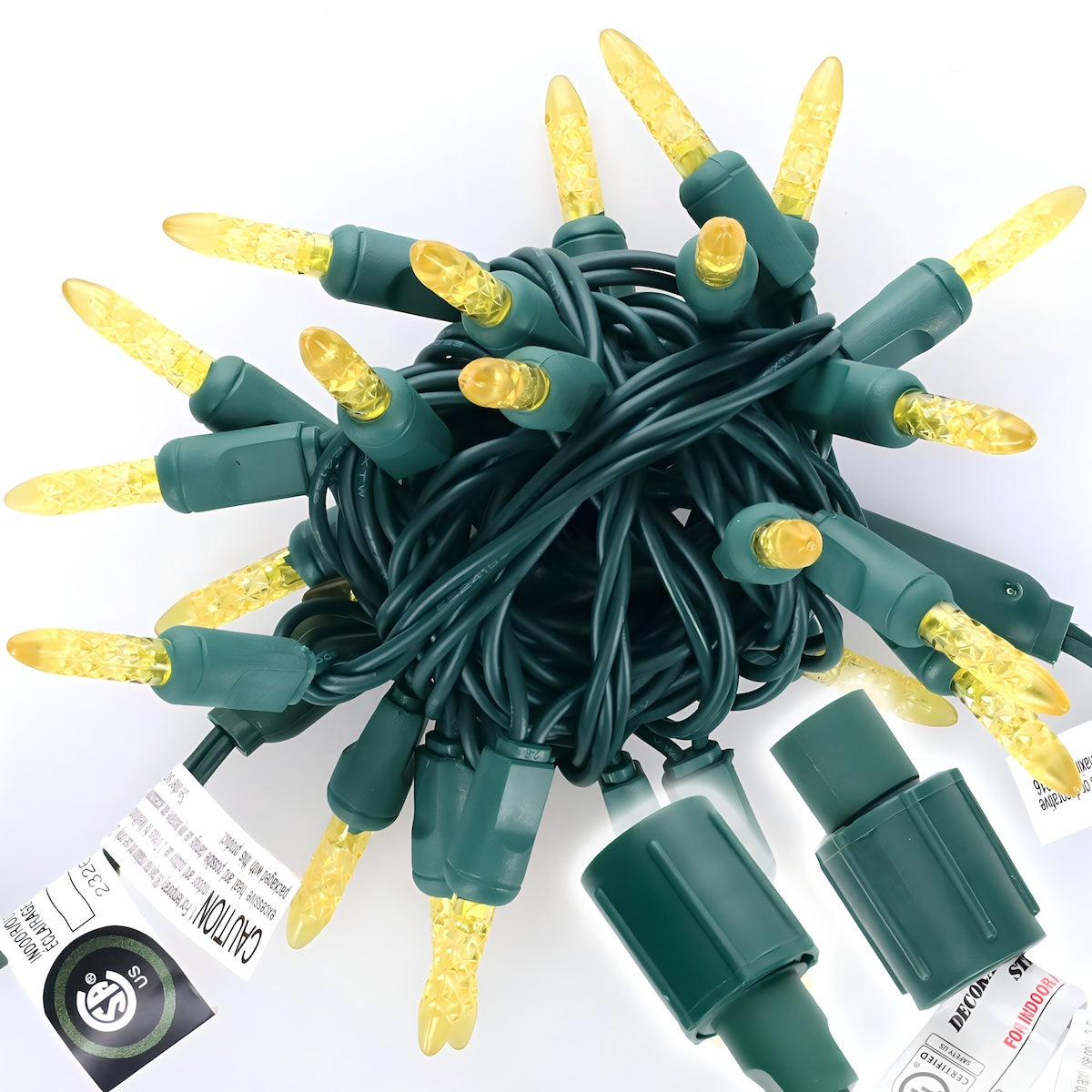 Commercial M5 Yellow LED Christmas Lights, 25 Bulbs, 4" Spacing