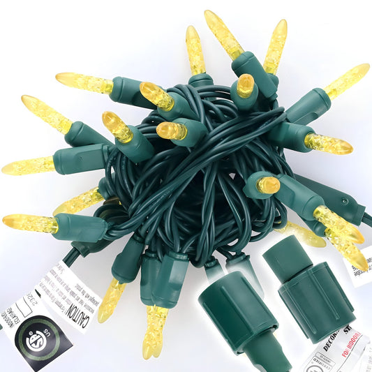 Commercial M5 Yellow LED Christmas Lights, 25 Bulbs, 4" Spacing