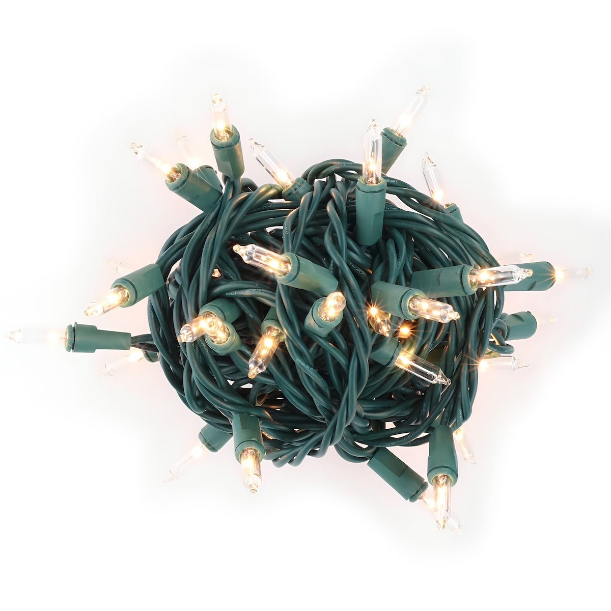 50 Clear Incandescent Mini Lights, Green Wire, 6" Spacing [CLOSEOUT]