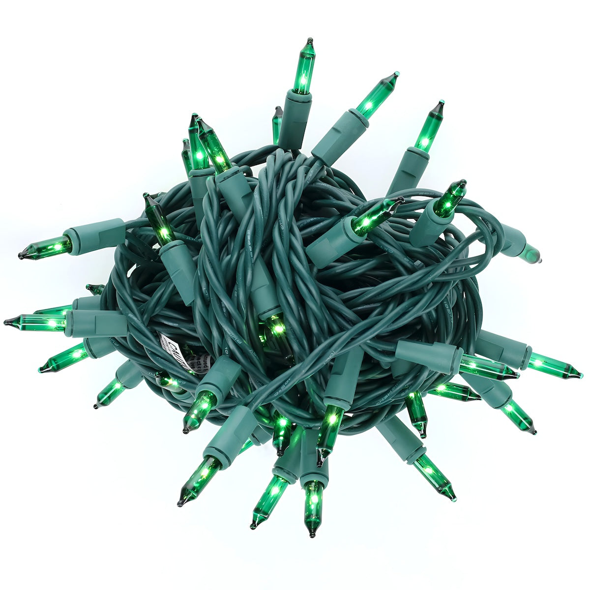 50 Green Incandescent Mini Lights, Green Wire, 6" Spacing [CLOSEOUT]