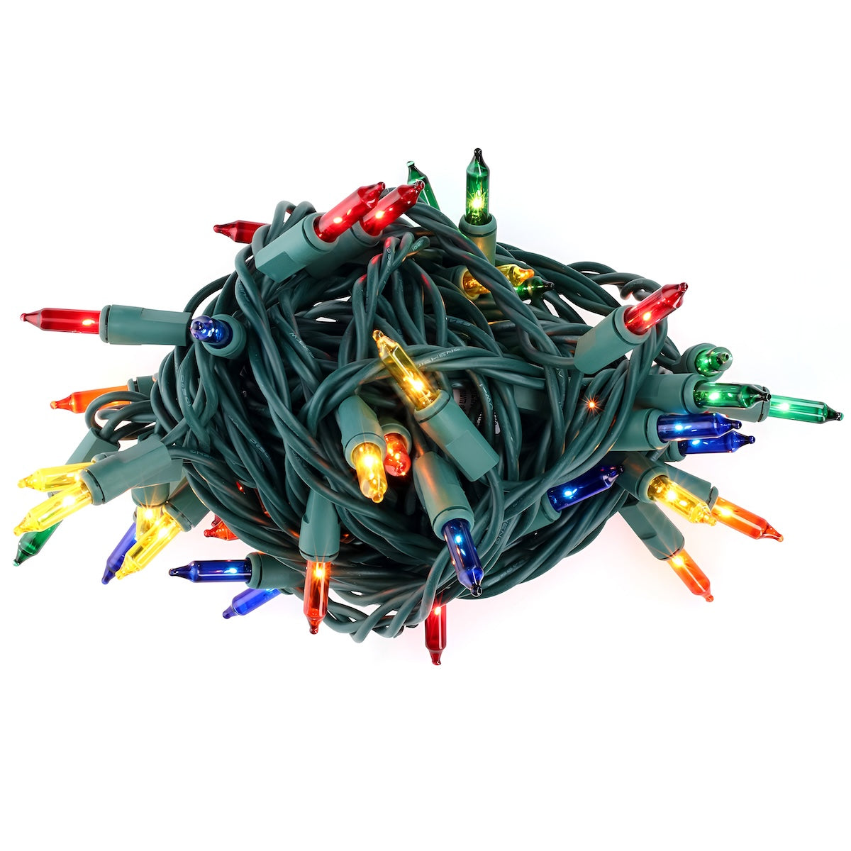 50 Multicolor Incandescent Mini Lights, Green Wire, 6" Spacing [CLOSEOUT]