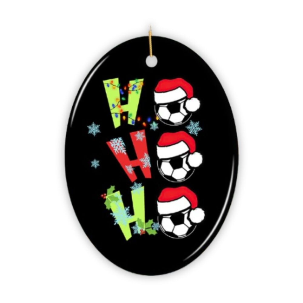 Soccer Ho Ho Ho Christmas Ornament